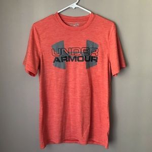 orange under armor active wear tee shirt